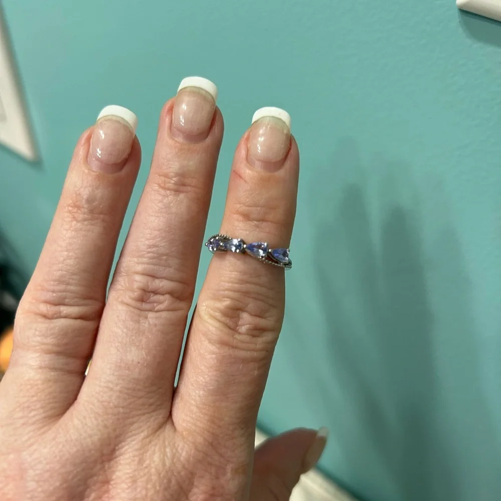 Rare Blue Tanzanite Silver Ring SZ 6 - Picture 8 of 8